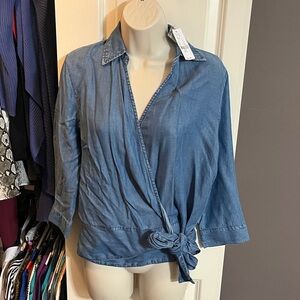 Denim Blue Women's Wrap Top